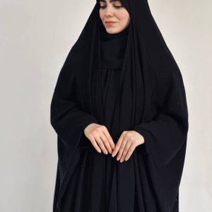 چادر مشکی عربی اصیل  بولگاری تمام نگین باران نورا