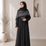 عبا مشکی آستین پلیسه دیزاین