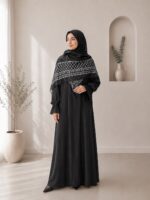 عبا مشکی آستین پلیسه دیزاین