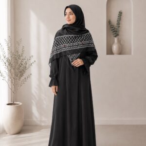 عبا مشکی آستین پلیسه دیزاین